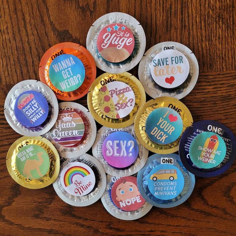Custom Funny Condoms Individual Colored Valentine S Day Etsy Canada