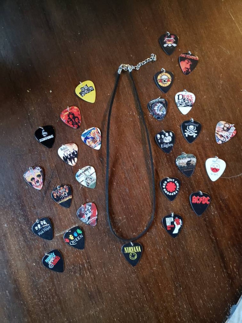 Rock Band Guitar Pick Necklaces and Charms Nirvana The Etsy