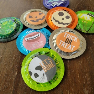 Custom Halloween Condoms - Individual Colored Pumpkin, Skeleton, or Birthday Gift - Swearing Spooky Day Joke Condom - Adult Gift