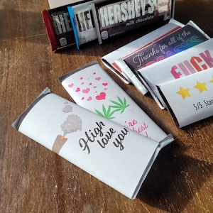 High Love You Weed Valentinstag verpackte Candy Bars - Freund oder Freundin Schmutzige Geschenke - Lustige Stoner Candy Bars Schimpf Erwachsene Karten