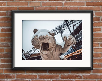 Detroit Tigers Art Print - Snowy Detroit Tigers Mascot Baseball Poster Print - Opening Day Artwork  - Comerica Park Photography