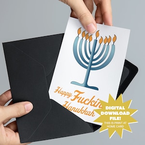 Joyeuses fêtes de Hanoucca ou carte juive - Menorah drôle imprimable 5 x 7, carte adulte - TÉLÉCHARGEMENT NUMÉRIQUE