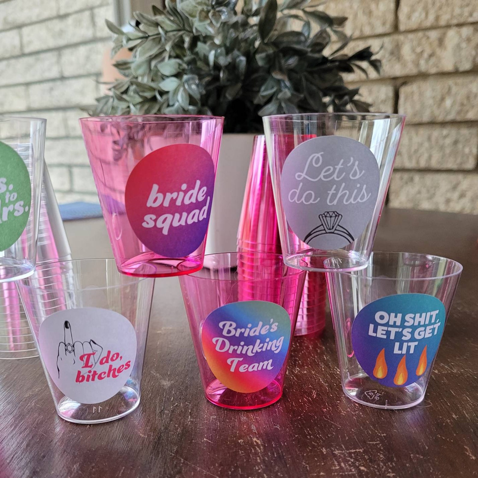 Shot Glass Stickers Bachelorette Party Favors Clear or Pink Etsy