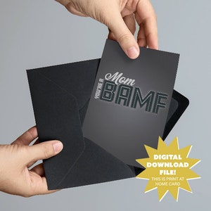 Mãe, você é uma BAMF - Cartão de Dia das Mães para download digital - Cartão de Dia das Mães engraçado e inapropriado
