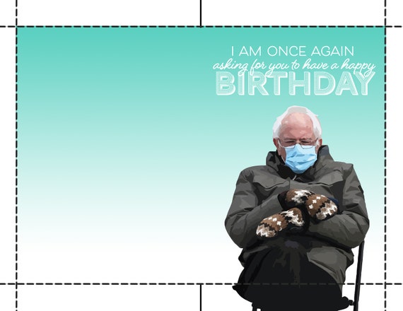 Bernie Sanders Mittens Birthday Card Printable Funny Adult - Etsy