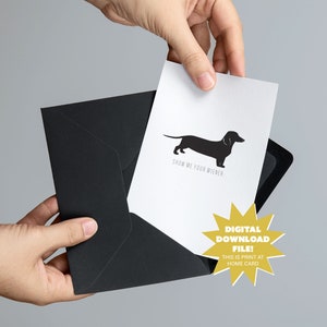 Show Me Your Wiener Printable Valentine&#39;s Day or Anniversary Card - 5x7 Dirty and Inappropriate Printable Card - Funny Dachshund Dog Card