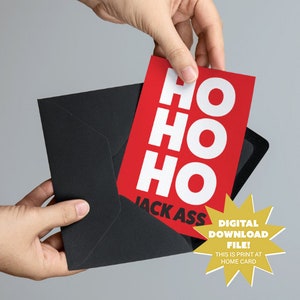 HO HO HO Jack Ass Fluchen Weihnachtskarte Digital Download - Lustige Weihnachten 5 x 7 druckbare Karte