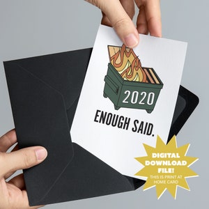 Dumpster Fire 2020 Printable Going Away, Alltag oder Beileidskarte - 5x7 Lustig, Unangemessen, Fluchen druckbare Karte