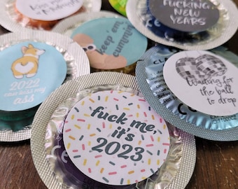 Custom New Years Eve and Holiday Condoms - Individual Colored 2022 and 2023 Condoms - Swearing Joke Condom - Adult Gift