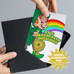 "Es ist magisch lecker Kobold St. Patrick's Day Unkraut Karte - Lustige Kiffer und Gelenk Karte für Erwachsene - 13x18 Karte zum ausdrucken - DIGITAL DOWNLOAD."