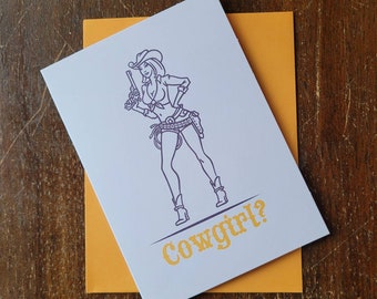 Cowgirl Naughty Themed Adult Valentine's Day Card - Funny, Sexy, Dirty 4x5 Card