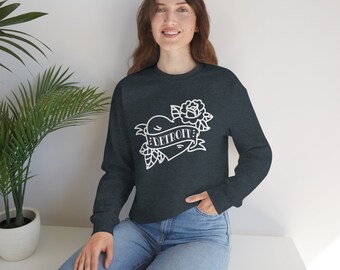 Sweat-shirt ras du cou style tatouage rétro Detroit - Différentes couleurs - Sweat Gildan confortable unisexe du Michigan