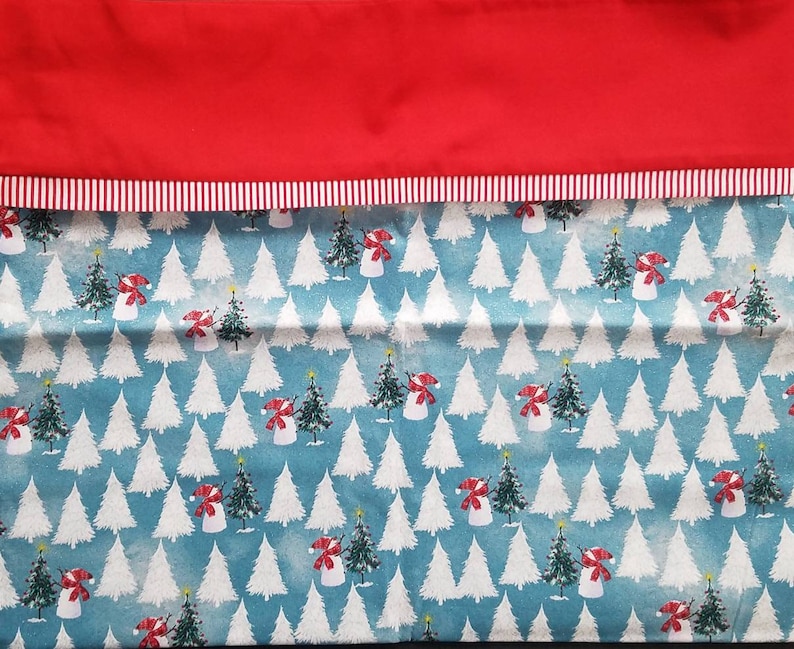 Snowman SOLD INDIVIDUALLY Blue and Red Sparkle Pillowcases and Snowflake Holiday Pillow Cases Christmas Pillows Christmas Tree