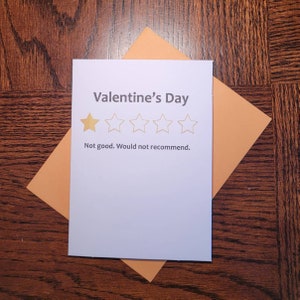 One Star Anti Valentine Adult Valentine's Day Card - 4x5 Funny, Sarcastic, Adult Five Stars Bad Review Valentine's Day Card