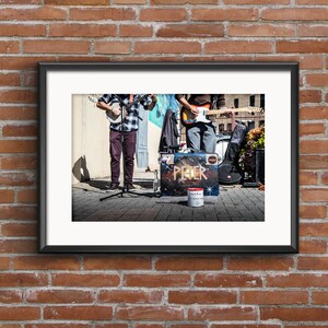 Street Musician and Guitarists Playing In The Street Art Print - Troubadour Musician Poster Print