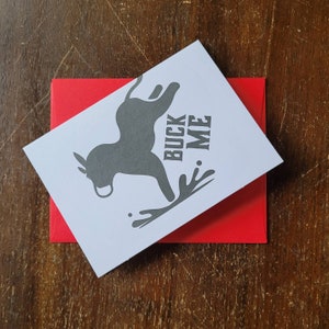 Buck Me Cute Donkey Themed Adult Valentine&#39;s Day Card - Funny, Sexy, Dirty 4x5 Card