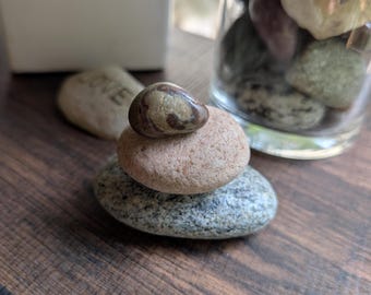 Handmade Michigan Rock Cairn – Small Stacked Stone Decor – Lake Stone Zen Sculpture – Natural Balance Art – Indoor Outdoor Garden Gift