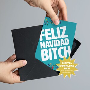 Feliz Navidad Bitch Weihnachtskarte Digitaler Download - Lustige schwörende 15 x 18 druckbare Weihnachtskarte