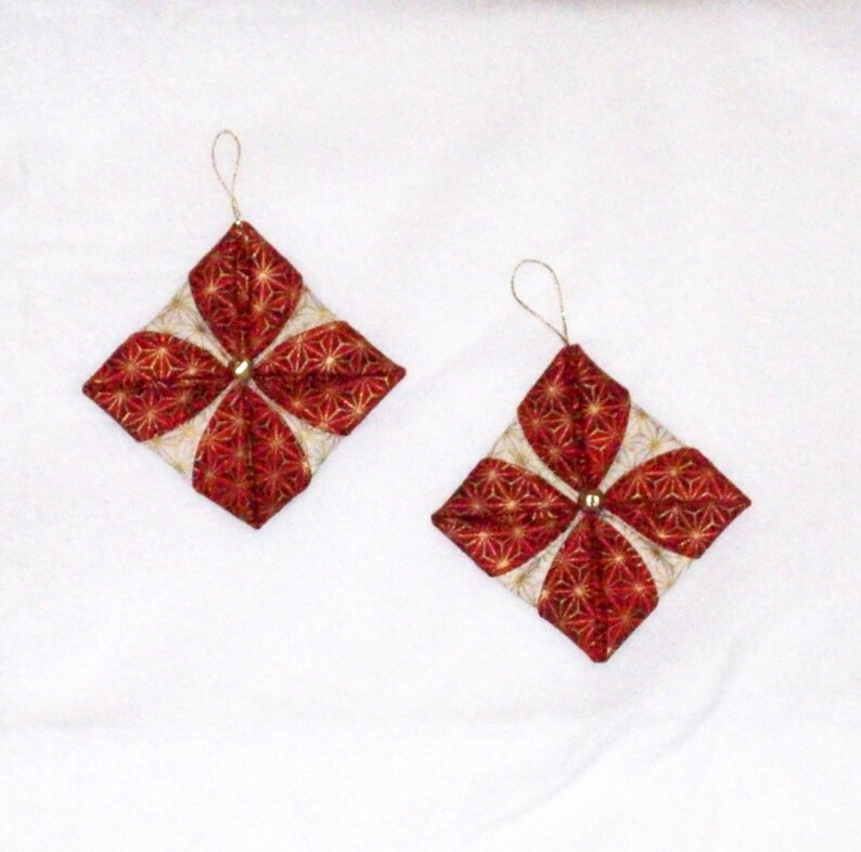 Asian Inspired Folded Christmas Ornaments Pair image 1