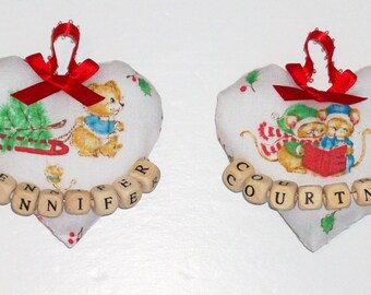 Heart Ornament-Plain or Personalized. Approx 4 x 4 x 1/2 inches. MADE TO ORDER