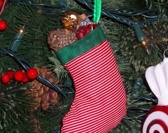 Red and White Striped Stocking Ornament