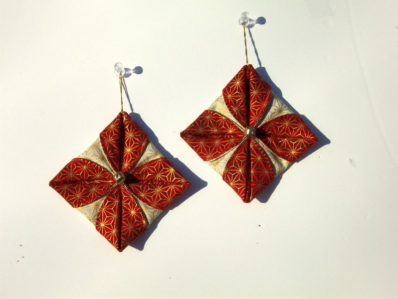 Asian Inspired Folded Christmas Ornaments Pair image 2