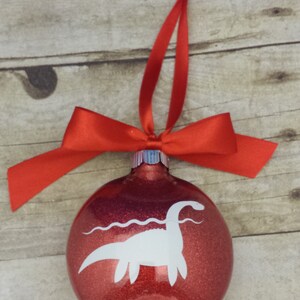 Nessie Scottish Loch Ness Red White Ornament