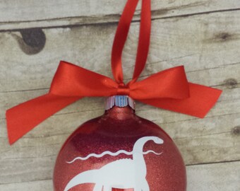 Nessie Scottish Loch Ness Red White Ornament