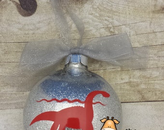 Nessie Scottish Loch Ness Red Silver Ornament