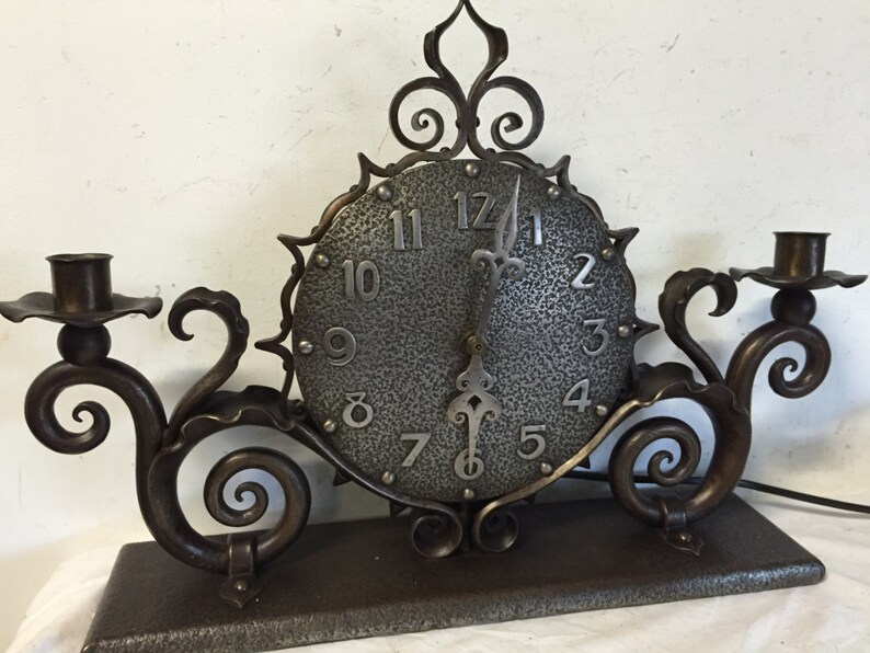 Beautiful Scrolled Wrought Iron Table Clock Etsy