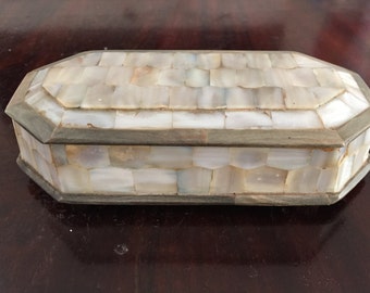 A Mother of Pearl Antique Jewellery or Trinket Box