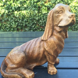 Vintage Solid Carved Wood Hunting Dachshund