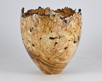 Large handmade wooden urn made of Horse Chestnut Burl (280 c.i)