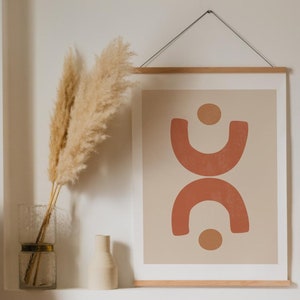 Abstract Shapes Earth Tone Wall Art Print, Mid Century Modern Art Printable, Terracotta Wall Art Instant Download, Printable Poster