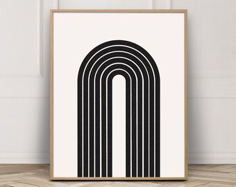 Mid Century Modern Arch Print: Abstract Rainbow Wall Art (Digital Download)