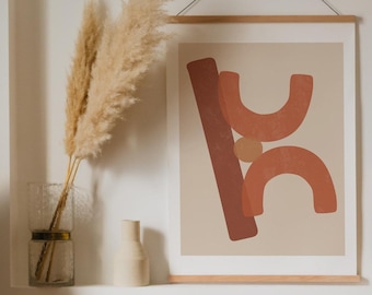 Mid Century Modern Kunst Druck: Terrakotta Abstrakte Geometrische Formen (Digitaler Download)