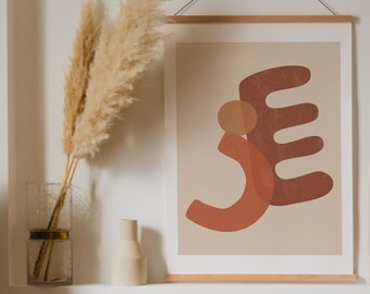 Mid Century Modern Abstrakte Kunst Druck: Geometrische Formen Terrakotta (Digitaler Download)
