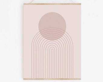 Mid Century Modern Rainbow Arch Art Print: Neutral Geometric Wall Decor (Digital Download)