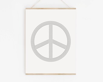 Minimalist Peace Sign Line Art Print: Scandinavian Decor (Digital Download)