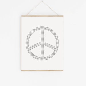 Minimalist Peace Sign Line Art Print: Scandinavian Decor (Digital Download)
