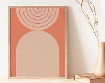 Terracotta Arch Art Print: Mid Century Modern Rainbow (Digital Download)