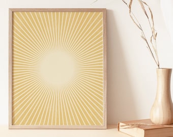 Abstract Sun Rays Wall Art Print Digital Printable, Neutral Boho Wall Art Print, Abstract Sun Flares Instant Download