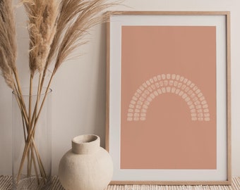 Terracotta Rainbow Dot Painting Printable Wall Art Digital Print, Abstract Rainbow Wall Art Print, Neutral Pink Art Instant Download