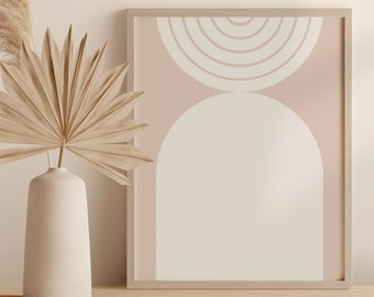 Neutral Geometric Arch Print: Mid Century Modern Rainbow (Digital Download)