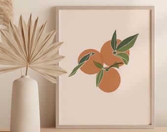 Oranges Printable Art Digital Print, Kitchen Wall Decor, Abstract Fruit Instant Download