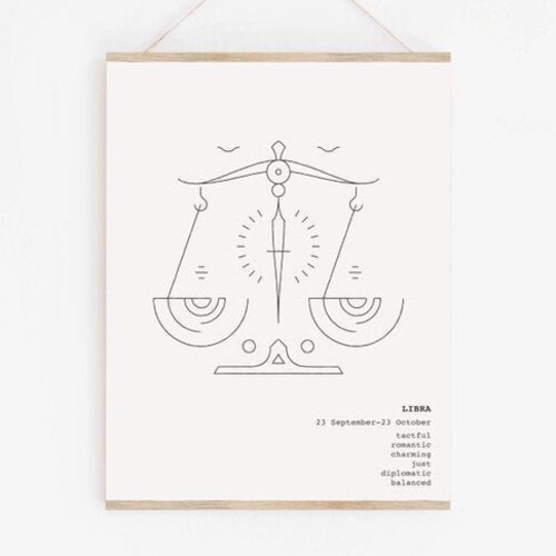 Libra Birthday Gift Zodiac Sign Printable Wall Art - Etsy