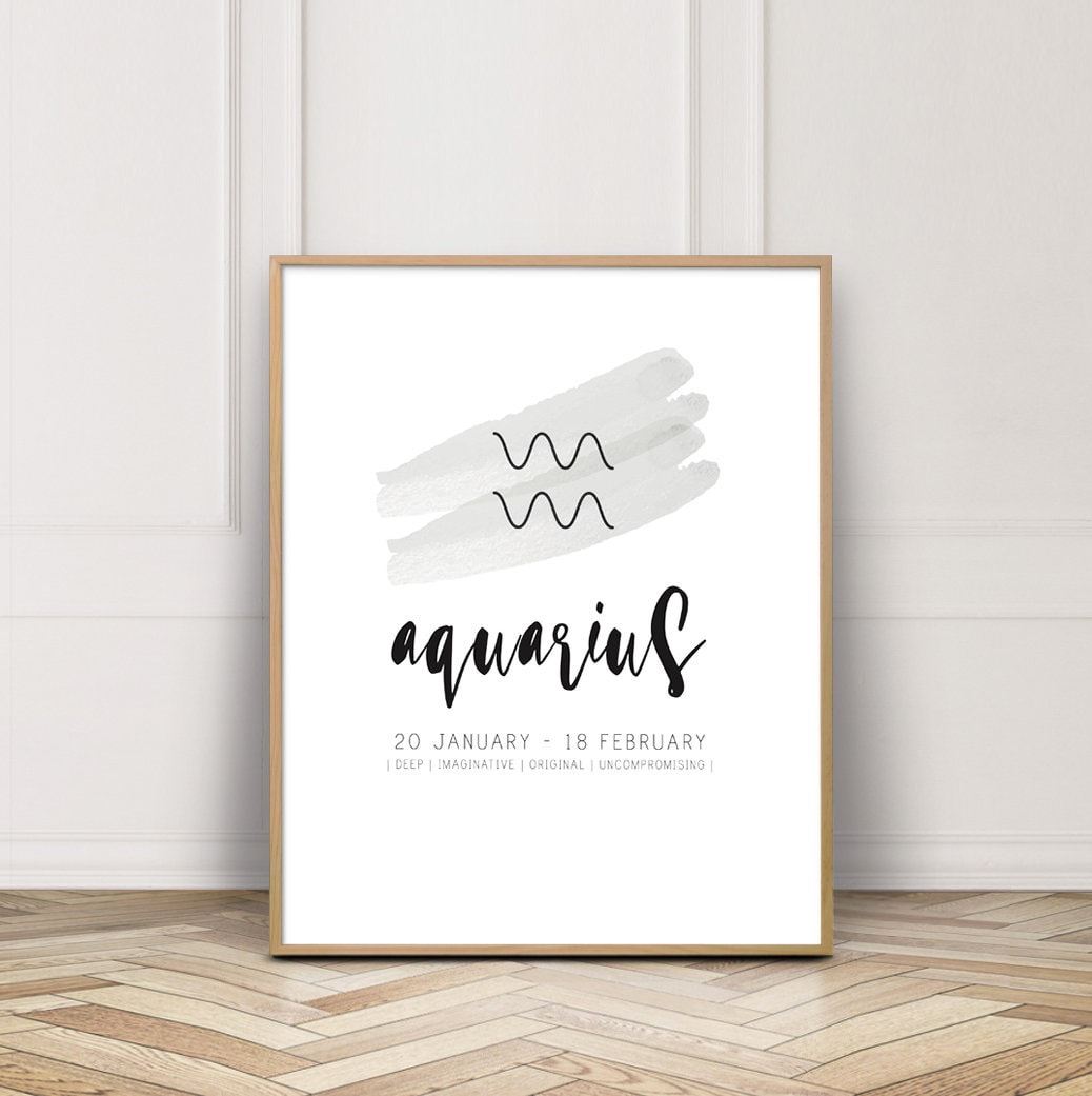 Aquarius Astrology Print, Bedroom Decor Art Print, Astrology Wall Decor