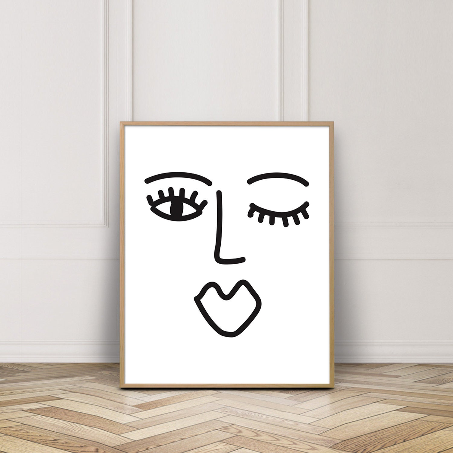 Line Drawing Abstract Face Print, Abstract Black and White Art Print ...