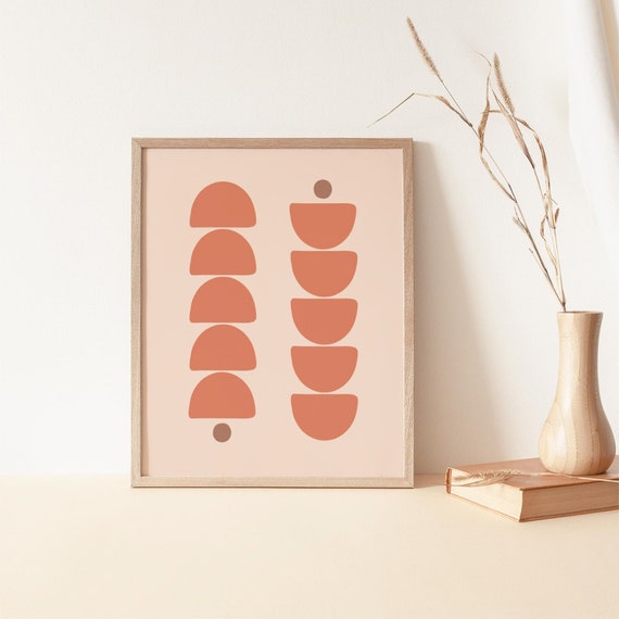 Mid Century Abstract Circle Printable Wall Art Digital Print | Etsy