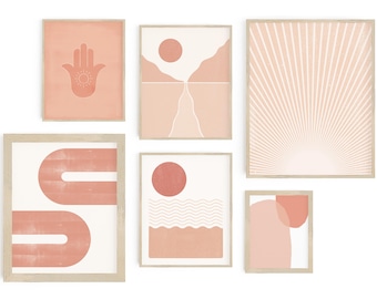 Abstract Boho Gallery Wall Art Prints Set of 6 (Digital Download)